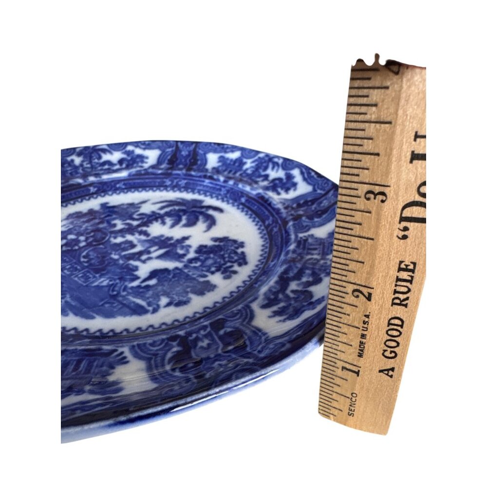 Vintage W Adams & Sons England Kyber 9 inch Flow Blue Dinner Plate - Picture 10 of 15